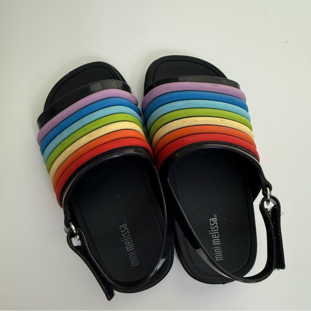Mini Melissa Toddler Girl's sz 10 Beach Slide Sandal Rainbow Black - Picture 2 of 6